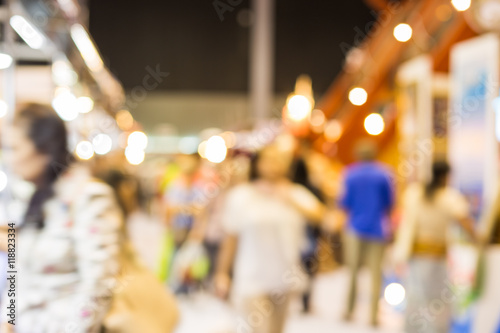 Blurred image of street market, split retro tone color effected