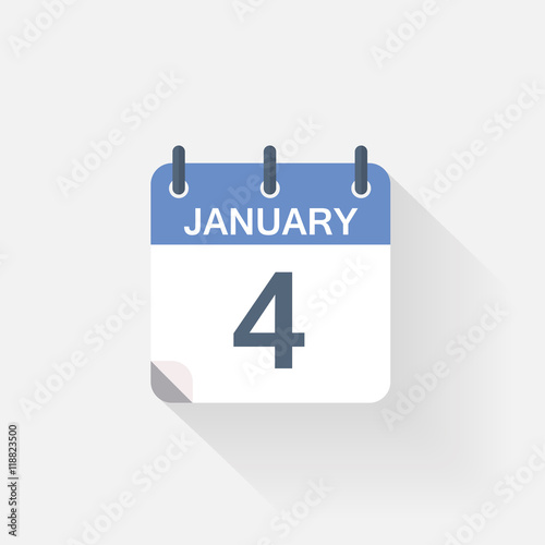 4 january calendar icon on grey background