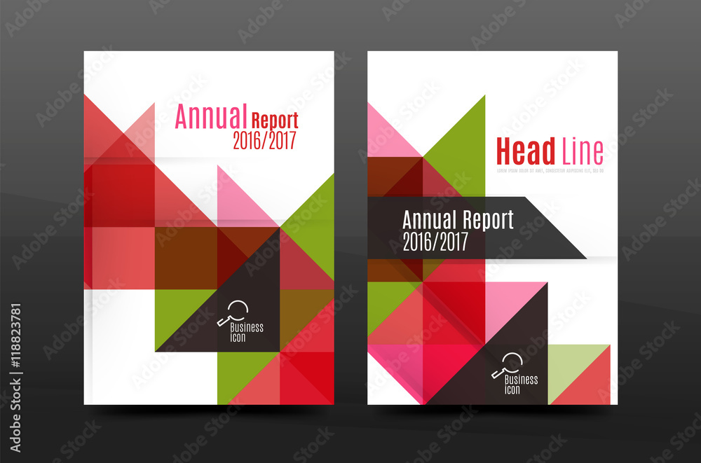 Colorful geometry design annual report a4 cover brochure template layout, magazine, flyer or leaflet booklet