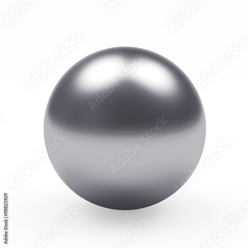 Silver metal sphere isolated on white background. 3D illustration