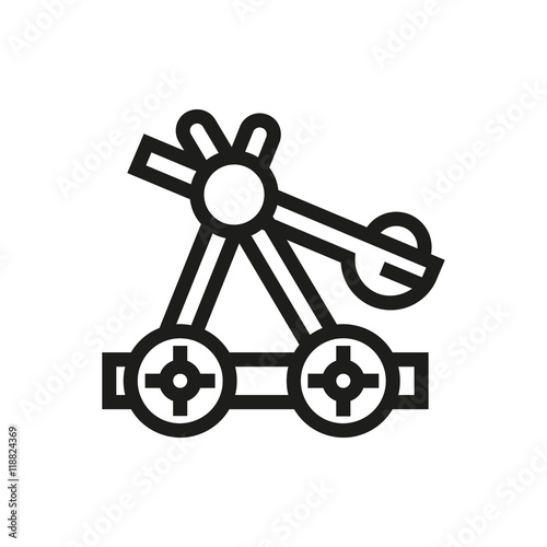 Fotótapéta wooden catapult icon on white background