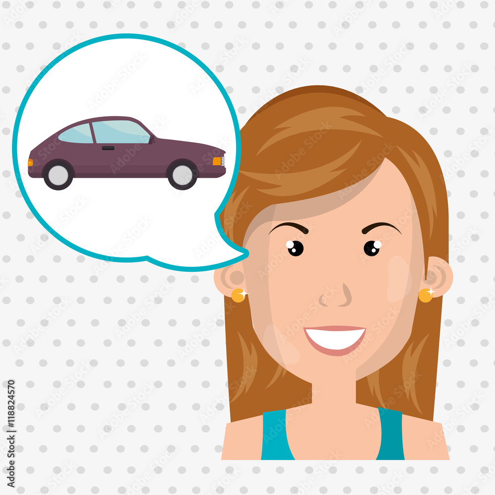 woman car vehicle transport vector illustration design woman car vehicle transport vector illustration design