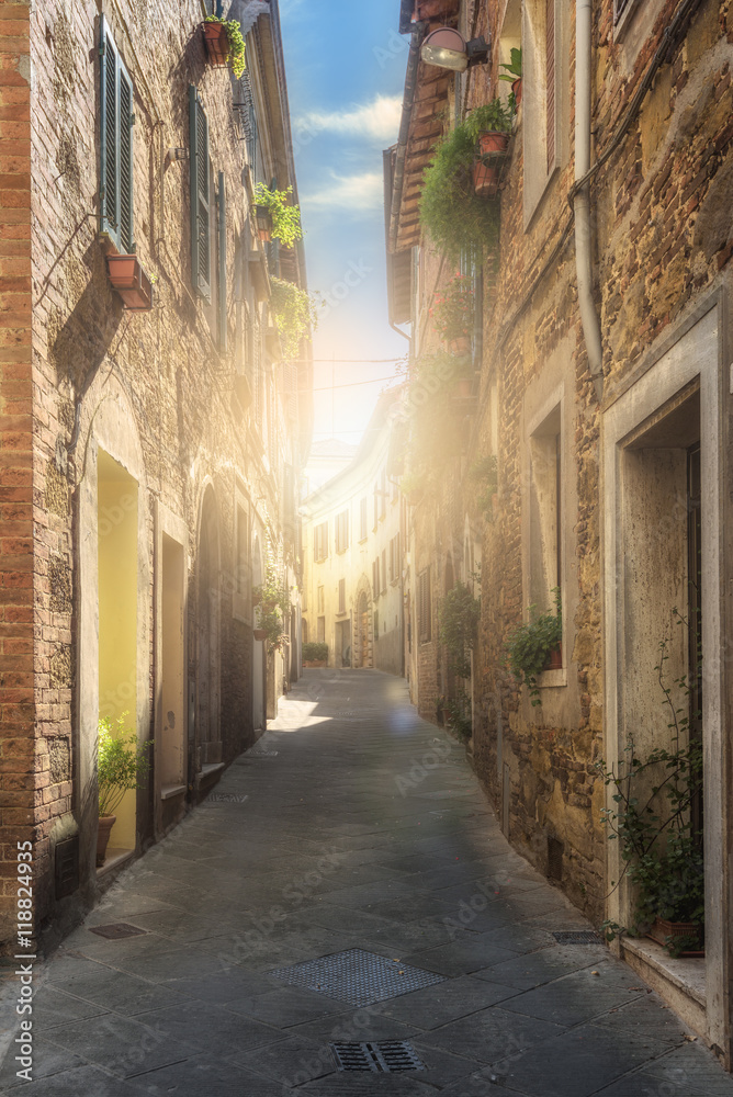 Alleys, streets and crannies in the tourist town in Tuscany, Chi