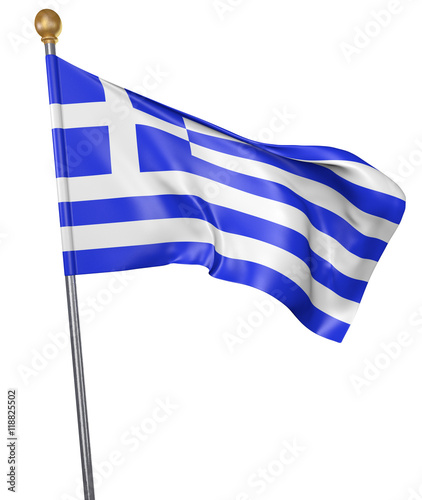 National flag for country of Greece isolated on white background, 3D rendering