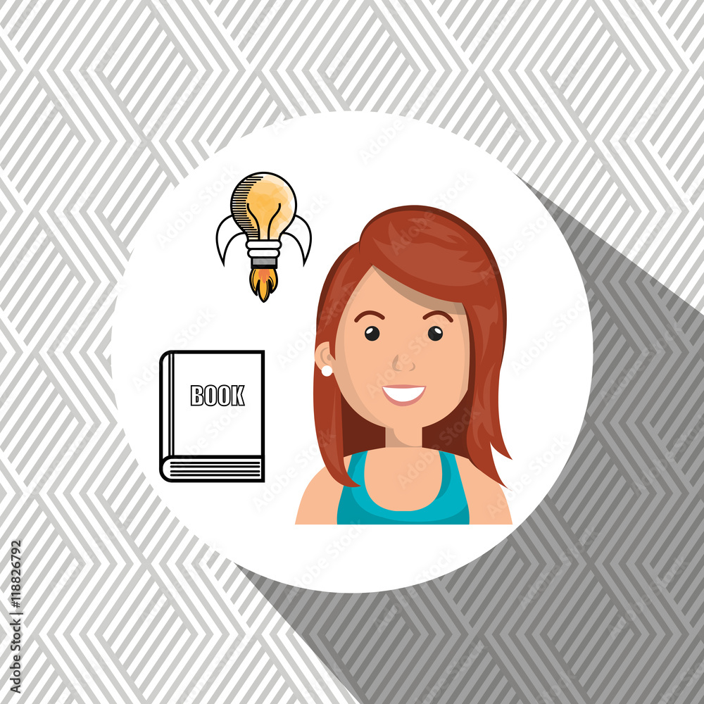 woman books idea reading vector illustration design woman books idea reading vector illustration design