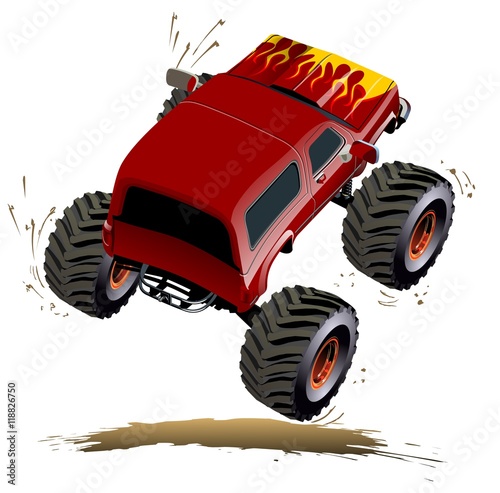Cartoon Monster Truck. Available EPS-10 separated by groups and layers with transparency effects for one-click repaint