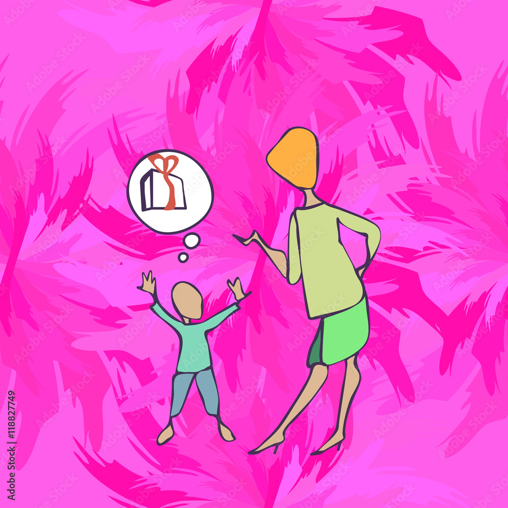 child and parent in the store