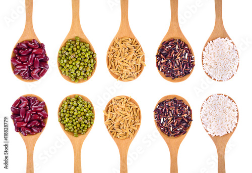 Cereal Grains , Seeds,Beans , isolated on white background