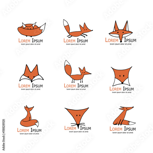 Fox icons, collection for your design