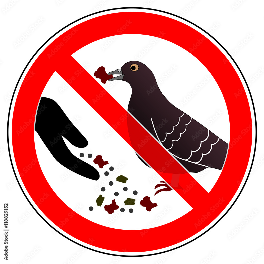 srr69 SignRoundRed Fütterverbot Verbotszeichen Vögel und Tauben