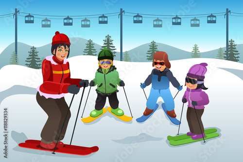 Ski Instructor Teaching Children