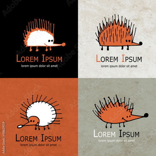 Funny hedgehog, logo set for your design
