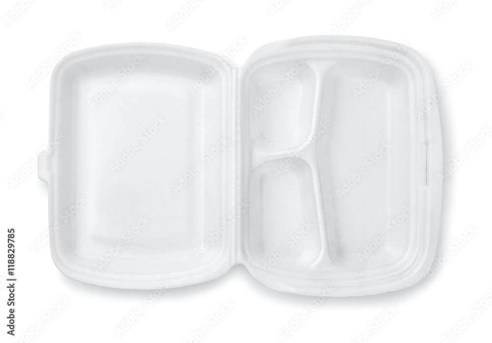 Open foam hinged three compartment meal container Open foam hinged three compartment meal container