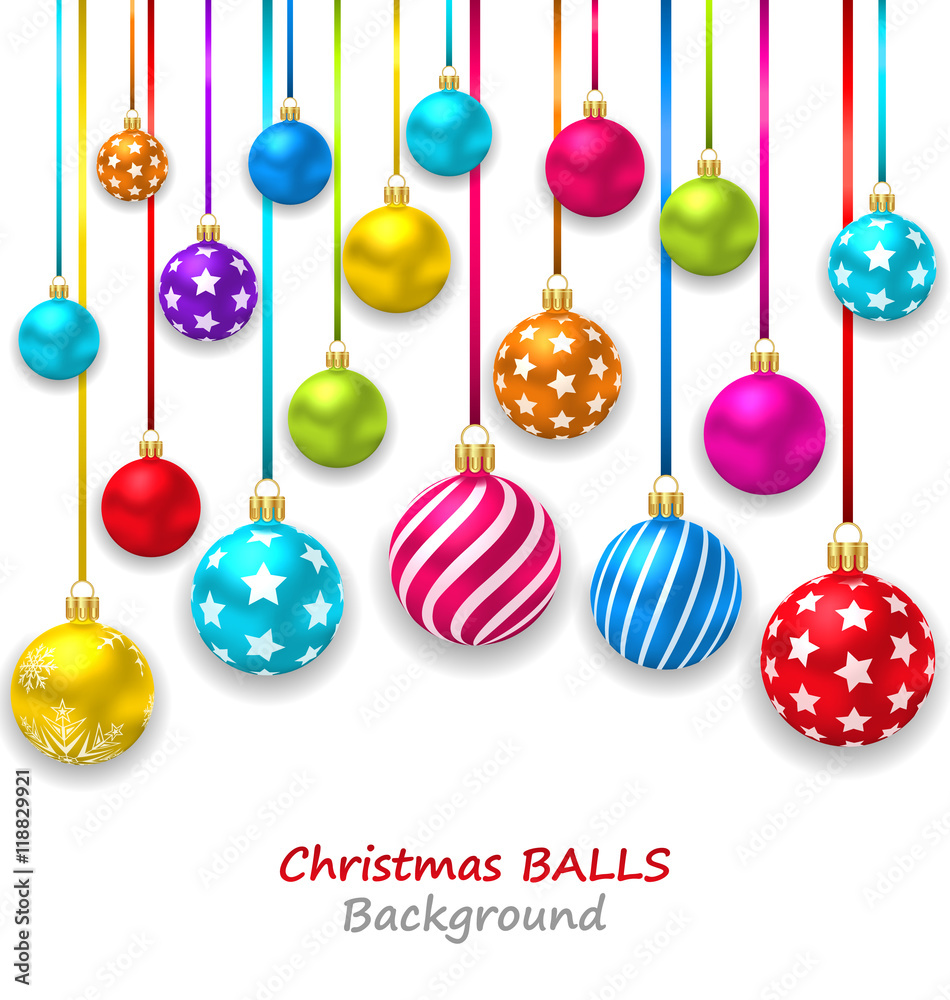 New Year Bckground with Set Colorful Christmas Balls New Year Bckground with Set Colorful Christmas Balls