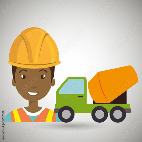 worker mixer cement machinery vector illustration design © Gstudio