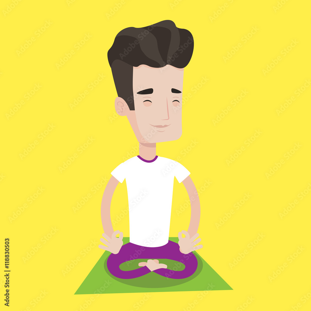 Man meditating in lotus pose vector illustration. Man meditating in lotus pose vector illustration.