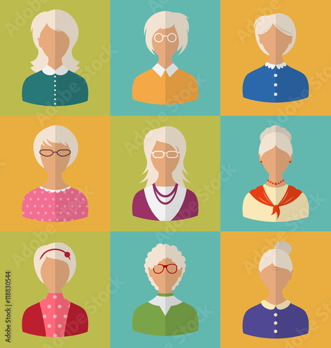 Old People of Faces of Women of Grey-headed