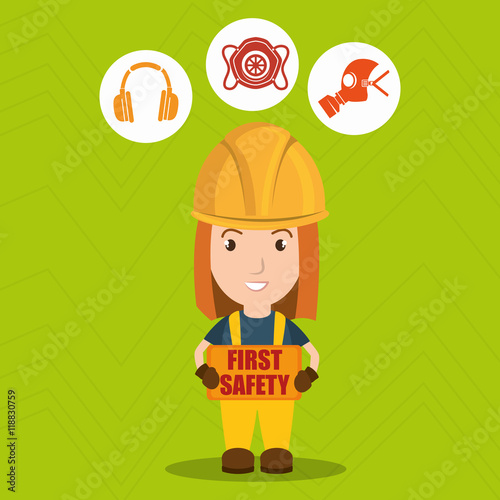 first safety worker icon vector illustration design