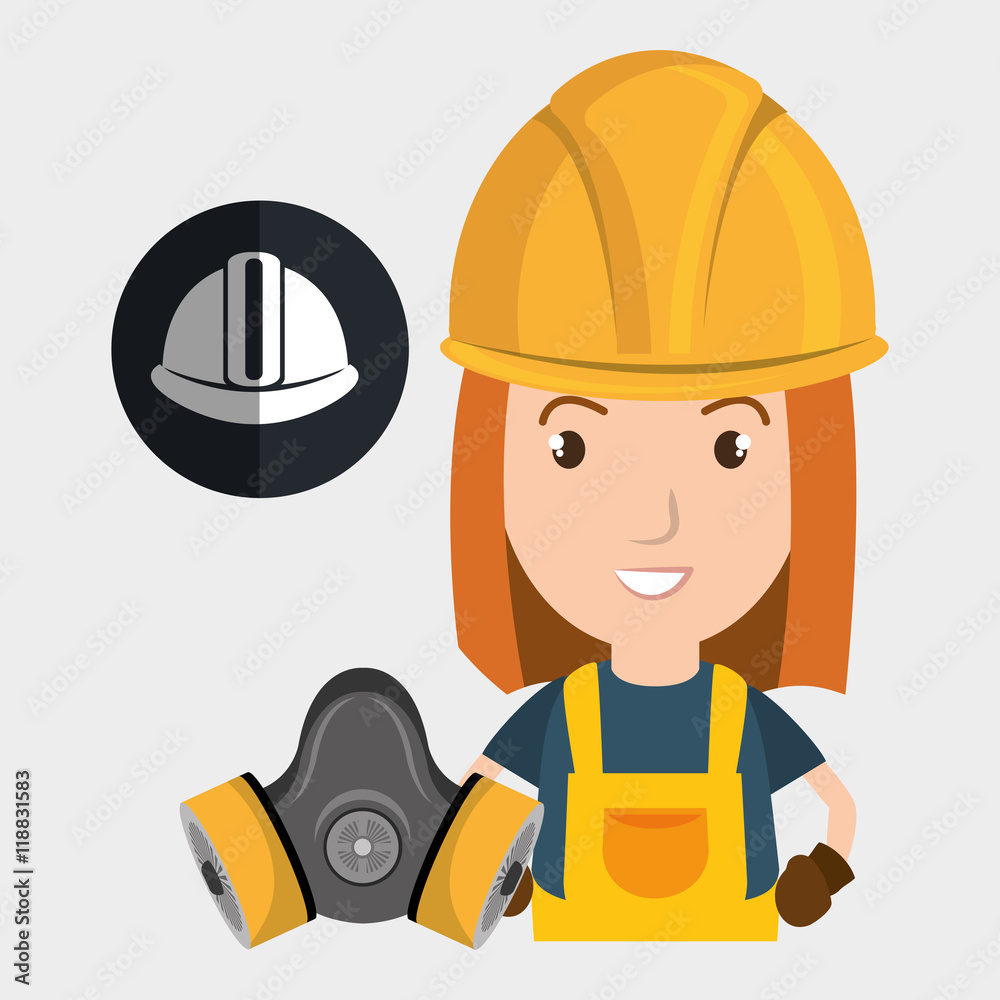 worker helmet mask gas vector illustration design worker helmet mask gas vector illustration design
