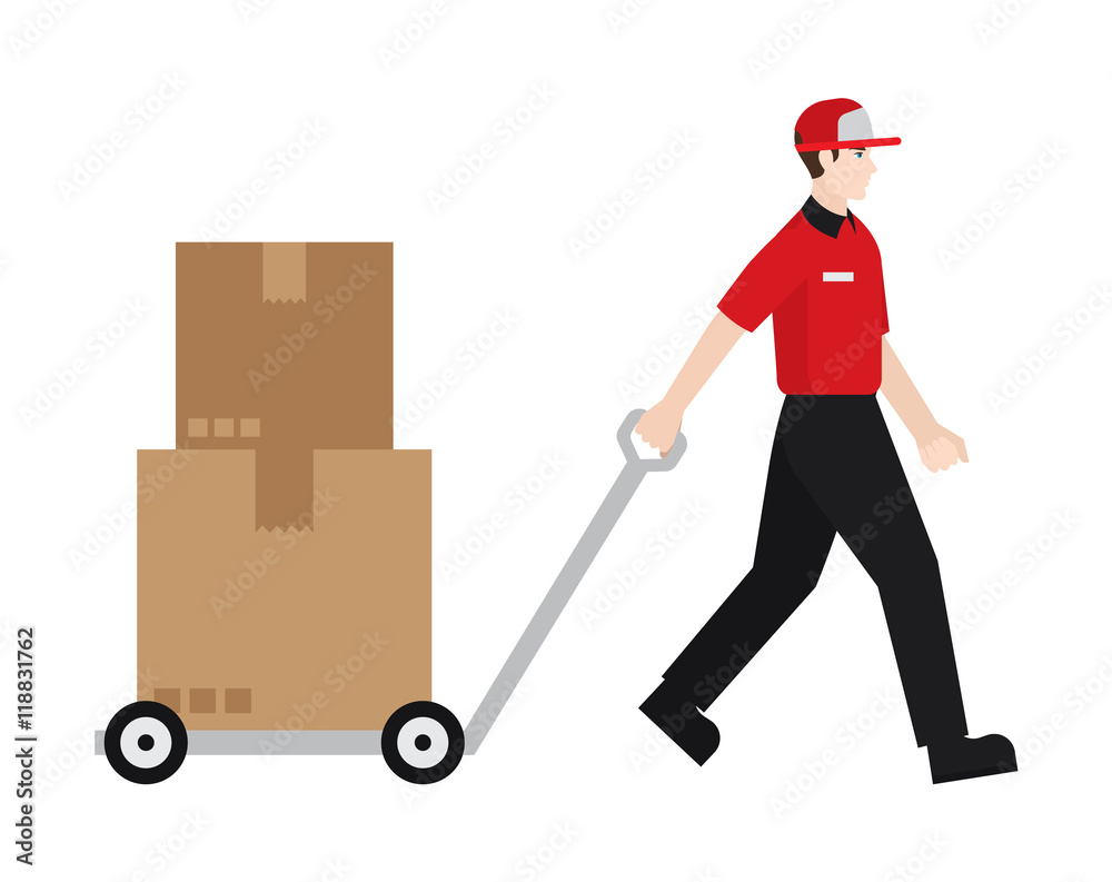 Delivery boy/ man vector illustration. Delivery courier delivering packages, character isolated on white background. Delivery boy/ man vector illustration. Delivery courier delivering packages, character isolated on white background.