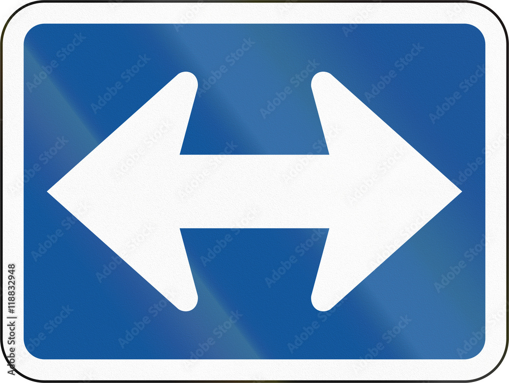 Road sign used in the African country of Botswana - The primary sign applies to the left and right Road sign used in the African country of Botswana - The primary sign applies to the left and right