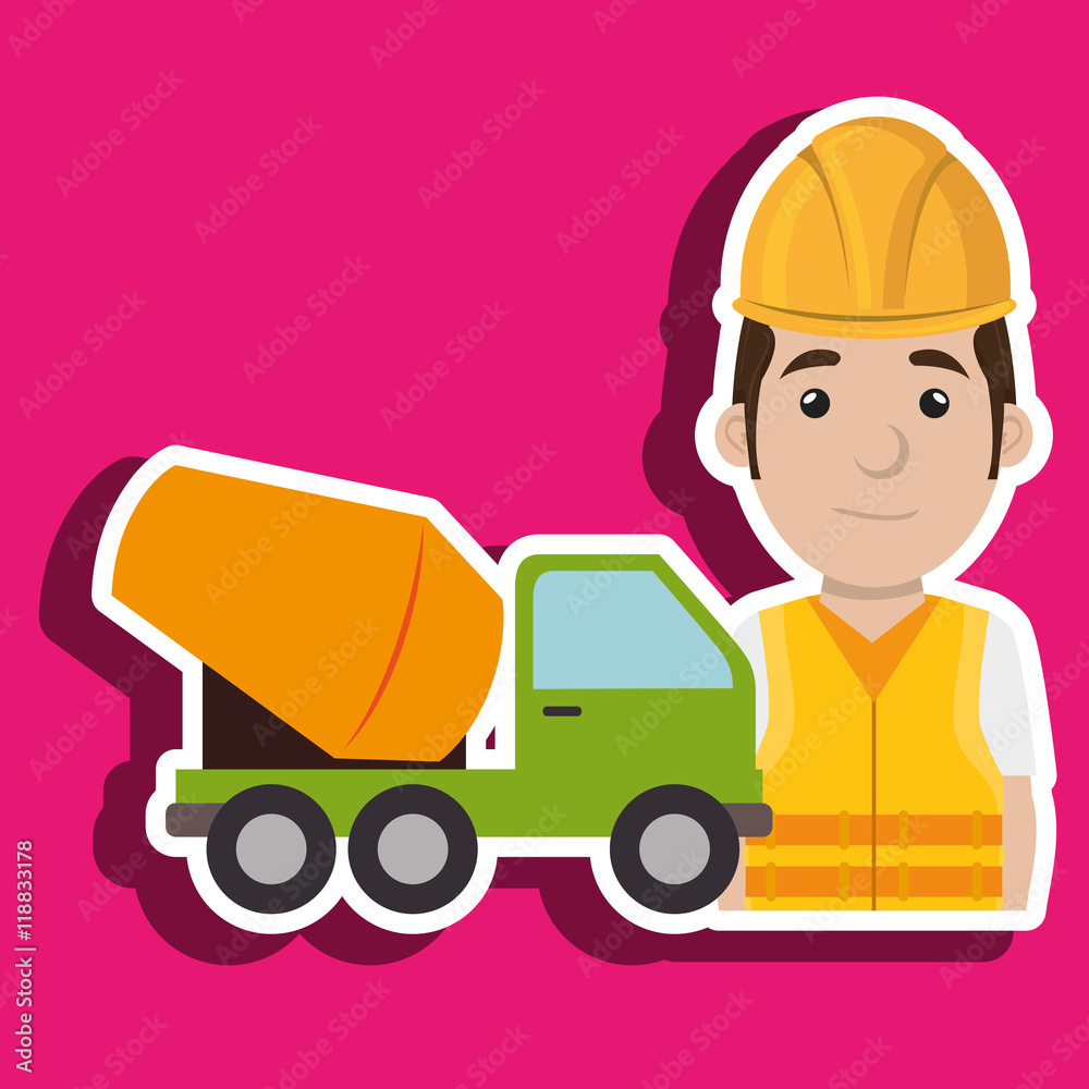 worker mixer cement machinery vector illustration design worker mixer cement machinery vector illustration design