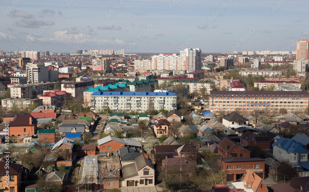 Top view of the city of Krasnodar . Krasnodar a major regional city in the South of Russia