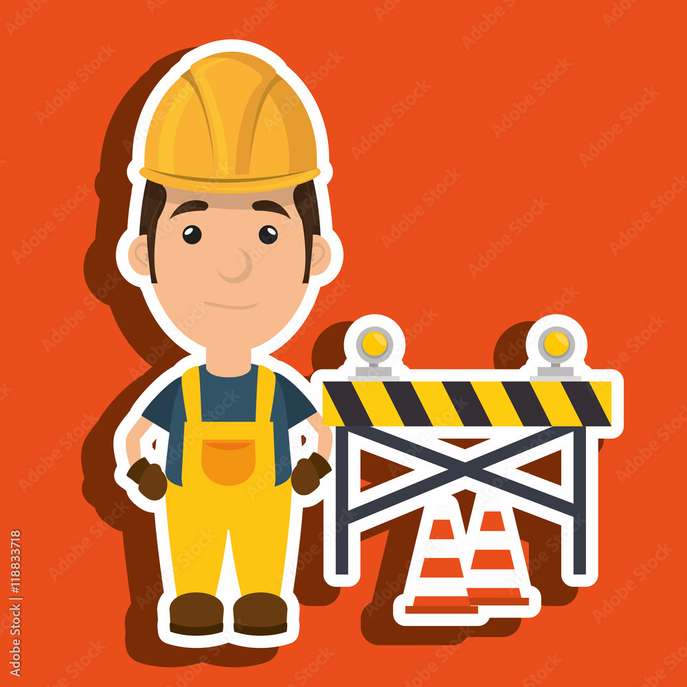 worker warning security tool vector illustration design