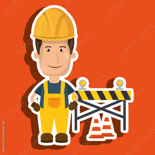 worker warning security tool vector illustration design