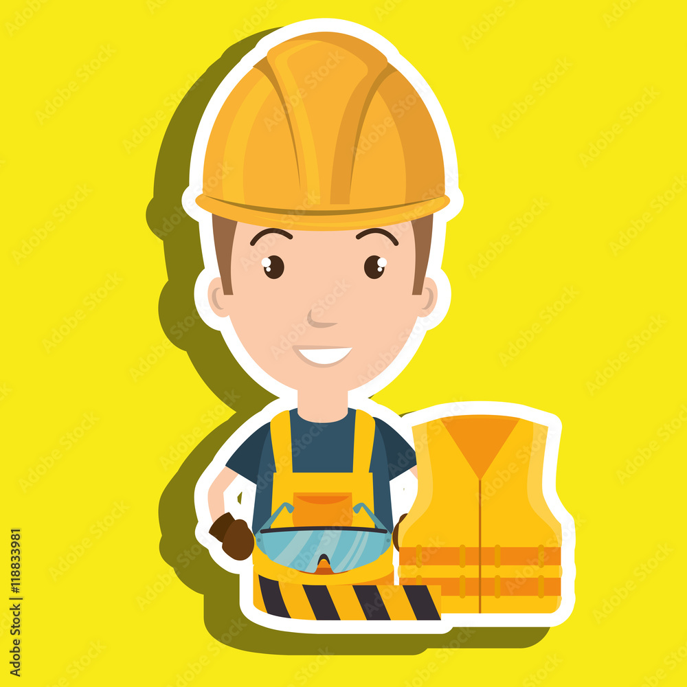 worker vest glasses tape vector illustration design worker vest glasses tape vector illustration design