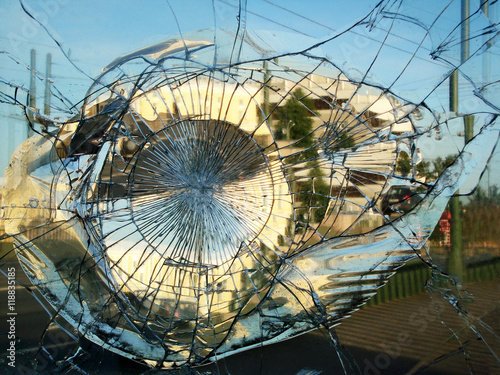 Street mirror broken by vandals