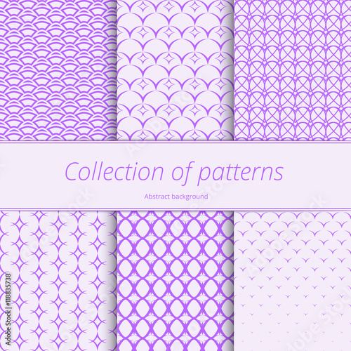 Pastel monochrome pattern. Set gentle backgrounds. Modern repeating backdrop. Simple graphic design. Vector illustration. 
