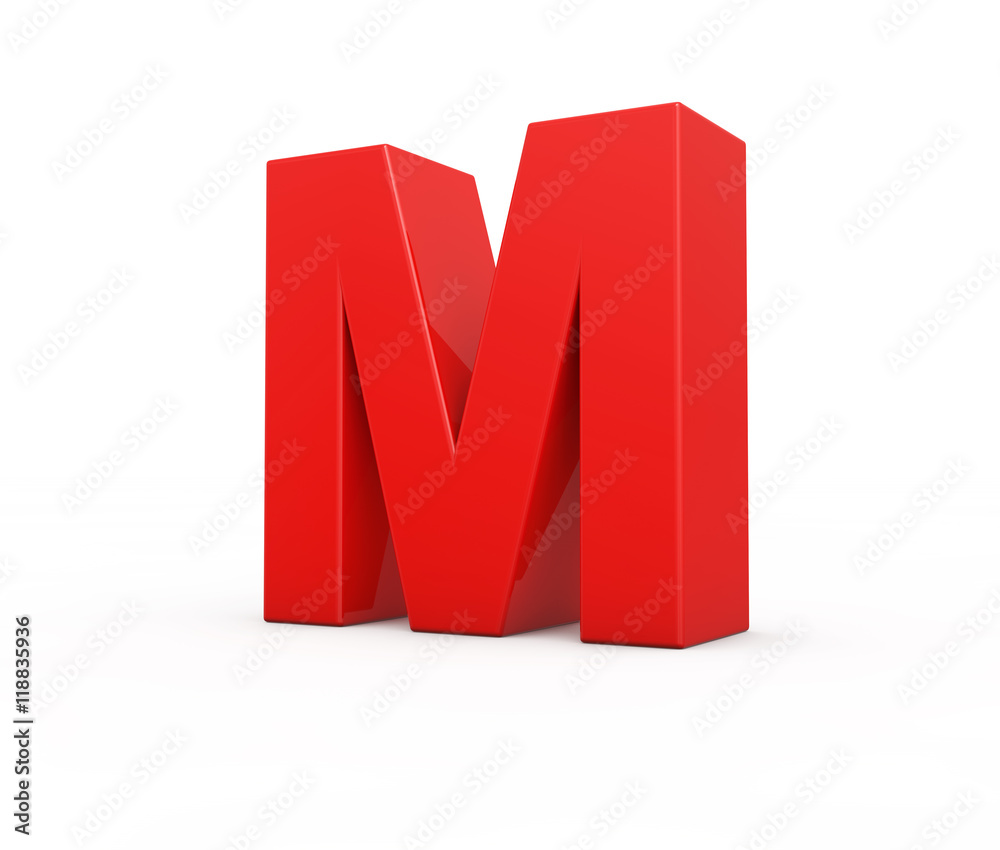 red letter M, 3d illustration. red letter M, 3d illustration.