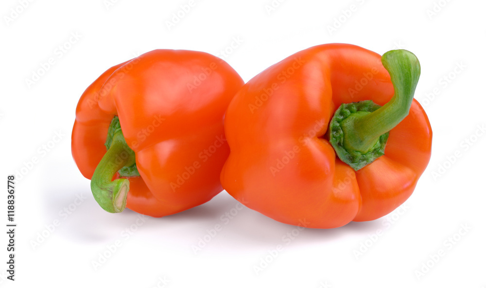 Two red sweet peppers isolated on white Two red sweet peppers isolated on white