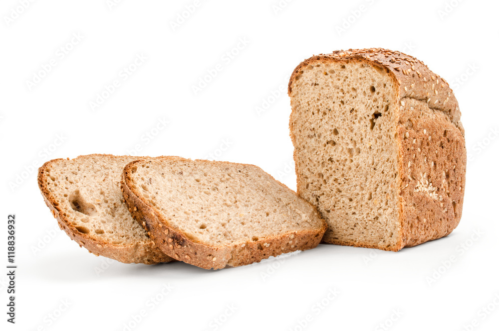 sliced bread isolated on white background