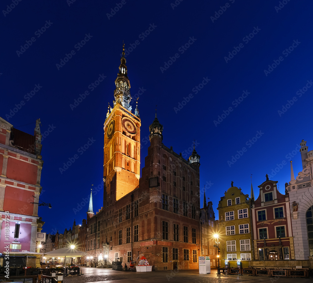 City hall of Gdansk at morning. Poland