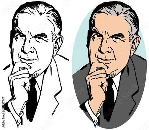 Portrait of an older man thinking