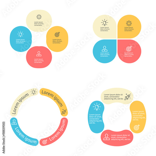 Circular infographics with 4 sections.