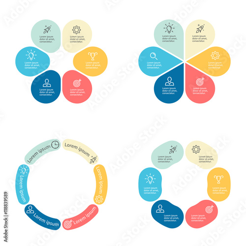 Circular infographics with 6 sections.