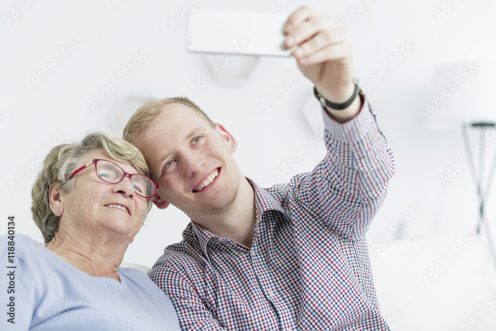 Selfie with his grandma Selfie with his grandma