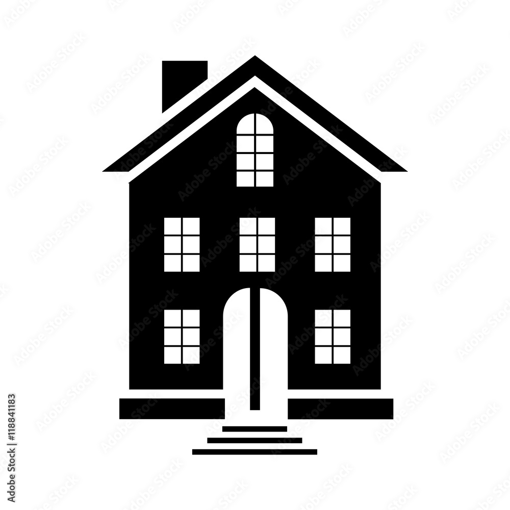 A three-storey building icon in simple style isolated on white background A three-storey building icon in simple style isolated on white background