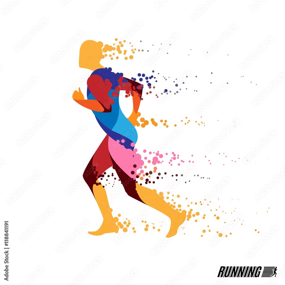 Running man vector colorful icon