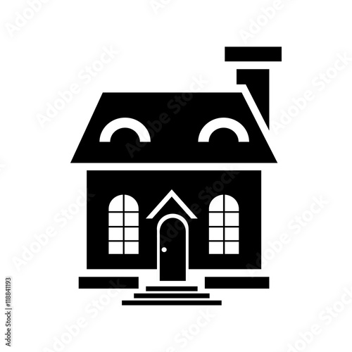 Elegant little house icon in simple style isolated on white background