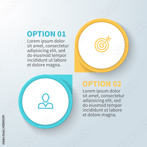 Business diagram with 2 steps, parts.