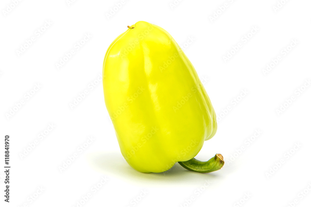 green sweet peppers on a white background green sweet peppers on a white background