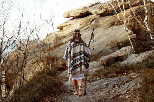 beautiful boho woman on bac...