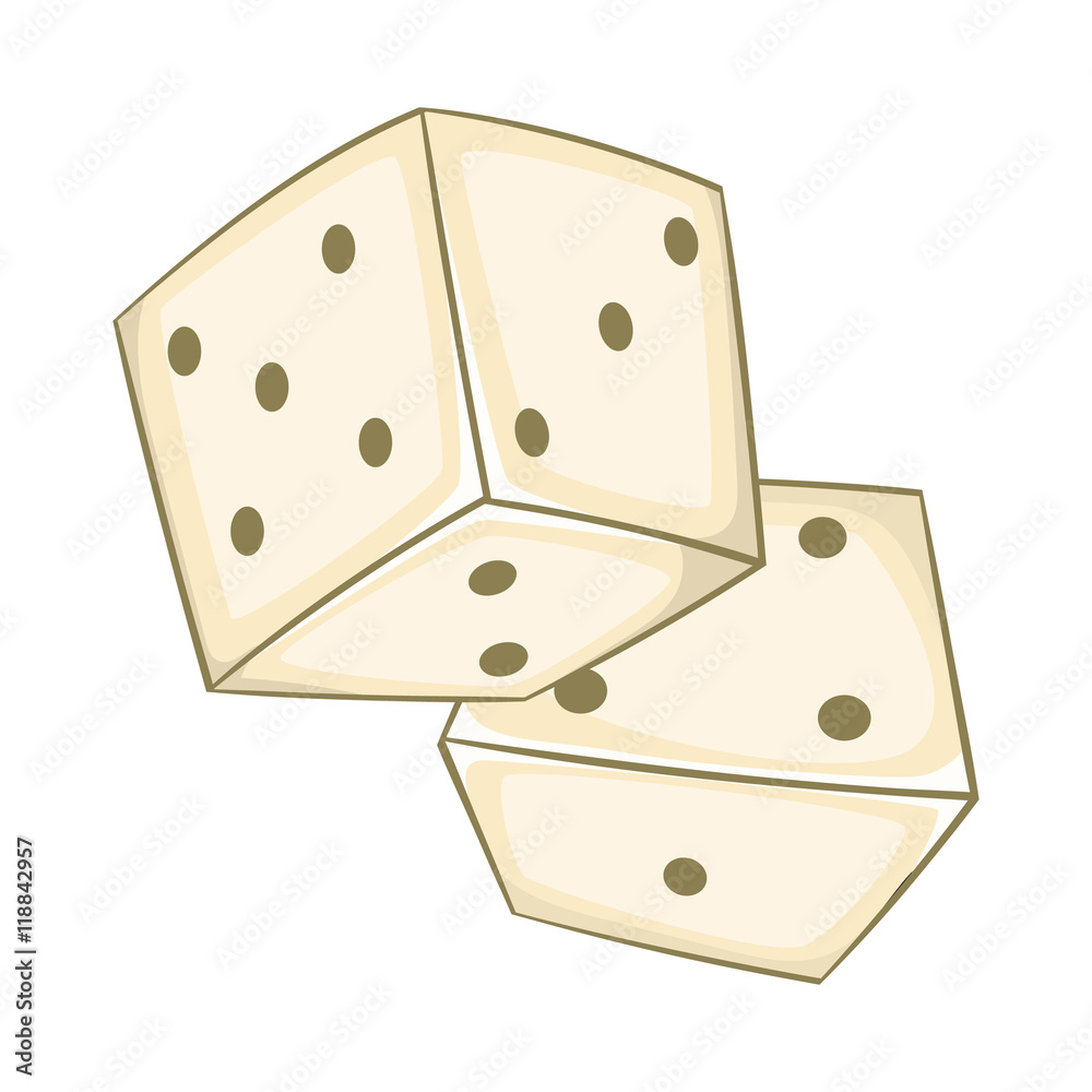 Dice icon in cartoon style isolated on white background. Game symbol Dice icon in cartoon style isolated on white background. Game symbol