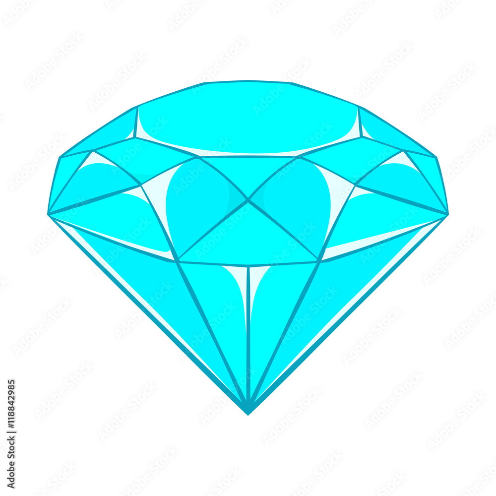 Diamond icon in cartoon style isolated on white background. Jewelry symbol  Stock Vector | Adobe Stock