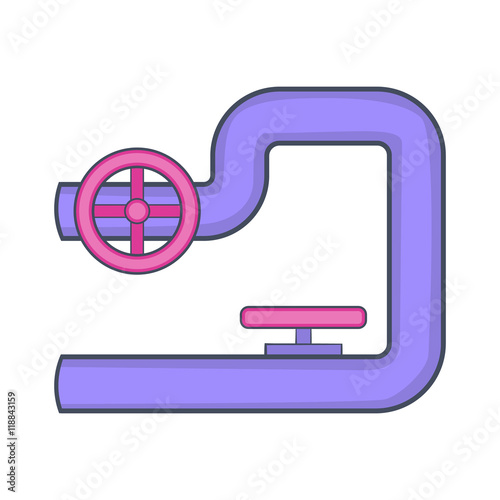 Pipe with valves icon in cartoon style isolated on white background. Equipment symbol