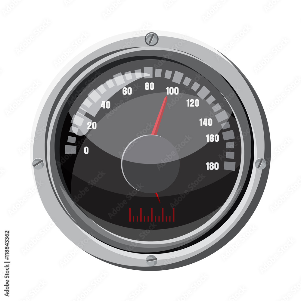 Round speedometer icon in cartoon style isolated on white background. Speed measurement symbol Round speedometer icon in cartoon style isolated on white background. Speed measurement symbol